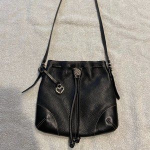 Brighton Heart Black Leather Medium Crossbody Shoulder Purse